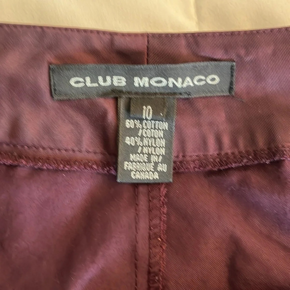 Club Monaco cotton/nylon casual pants burgundy size 10. Office wear light weught - Picture 5 of 10